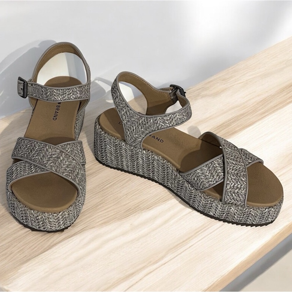 Lucky Brand Wagoo Women's Woven Texture Costal Vibe Wedge Sandal Shoes Size 8M
